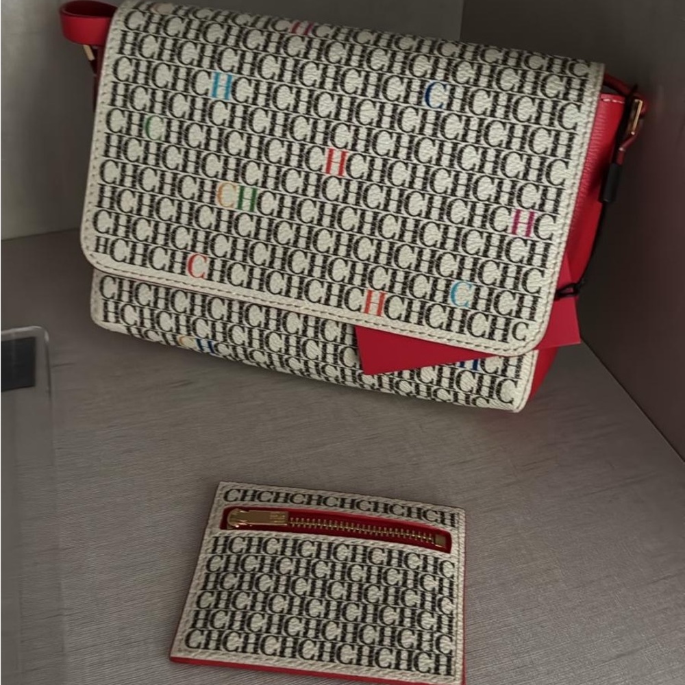 Carolina Herrera Red and Cream Crossbody Bag